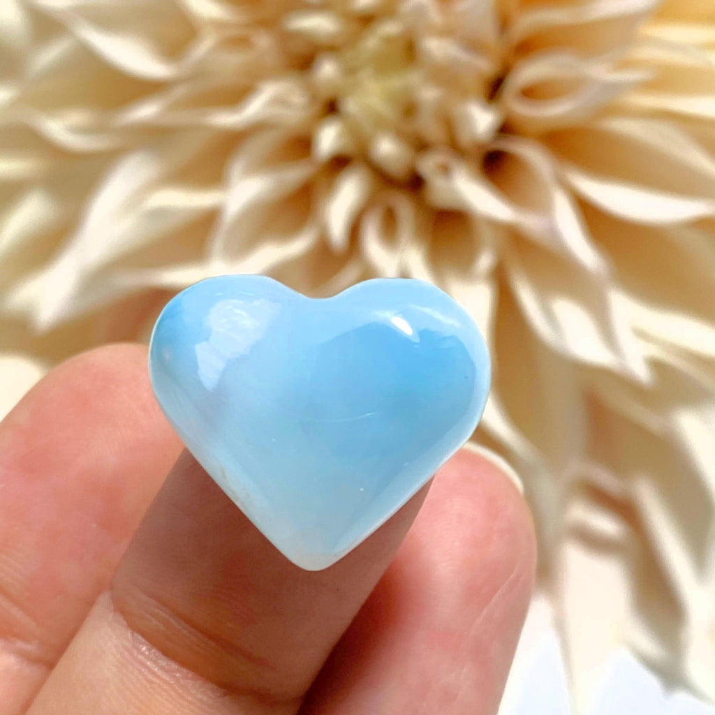 Frosted Blue Larimar Dainty Heart Carving~Locality: Dominican Republic #6 - Earth Family Crystals