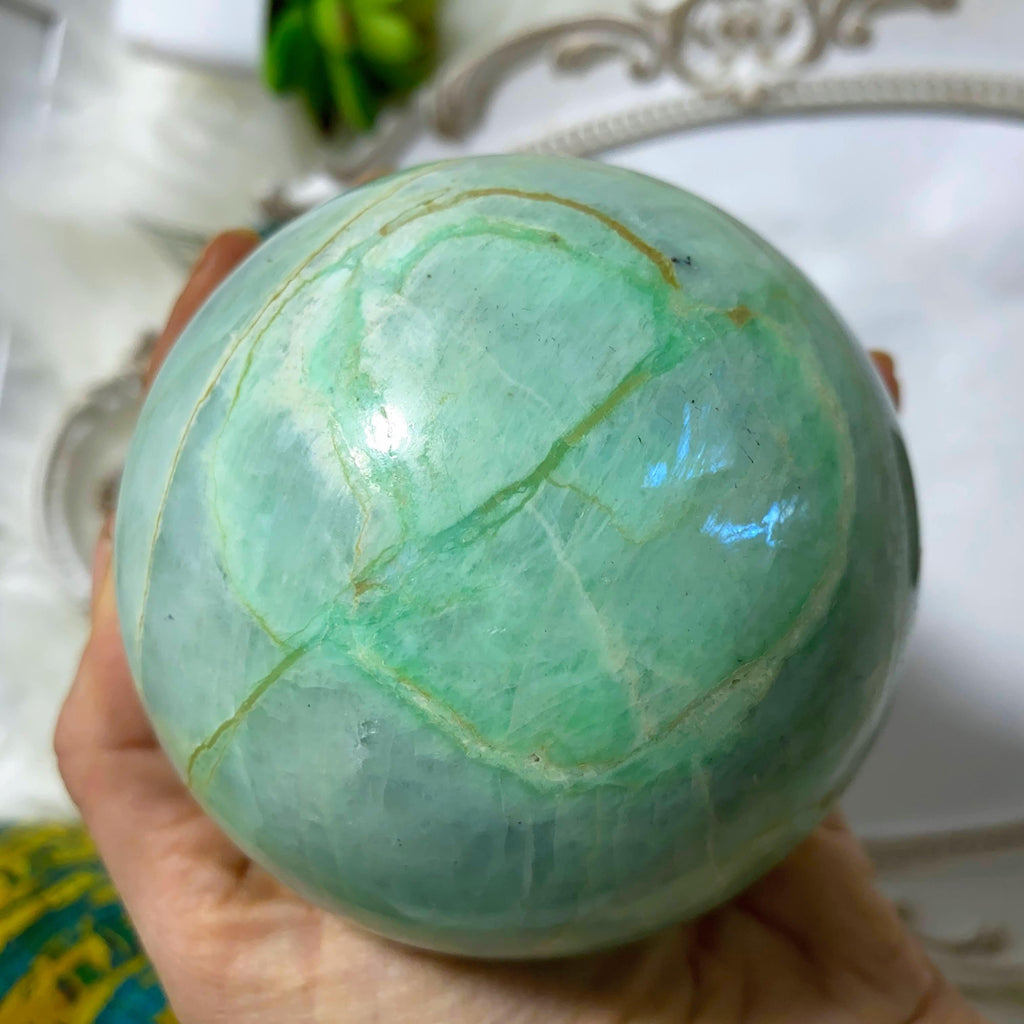 Reserved For Sandy Flashy XL Green Garnierite Sphere Carving ~Locality Madagascar - Earth Family Crystals