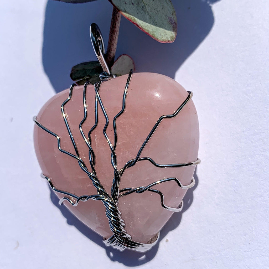 Rose Quartz Tree of Life Wire Wrapped Pendant #1 - Earth Family Crystals