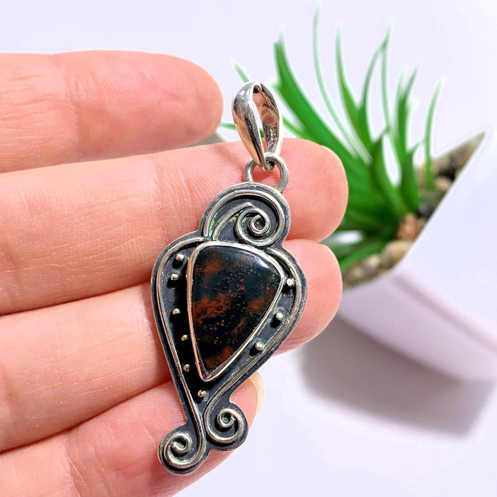 Bloodstone Elegant Sterling Silver Pendant (Includes Silver Chain) - Earth Family Crystals