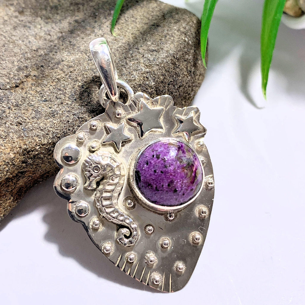 Gorgeous Deep Purple Stichtite Trendy Sterling Silver Pendant (Includes Silver Chain) - Earth Family Crystals