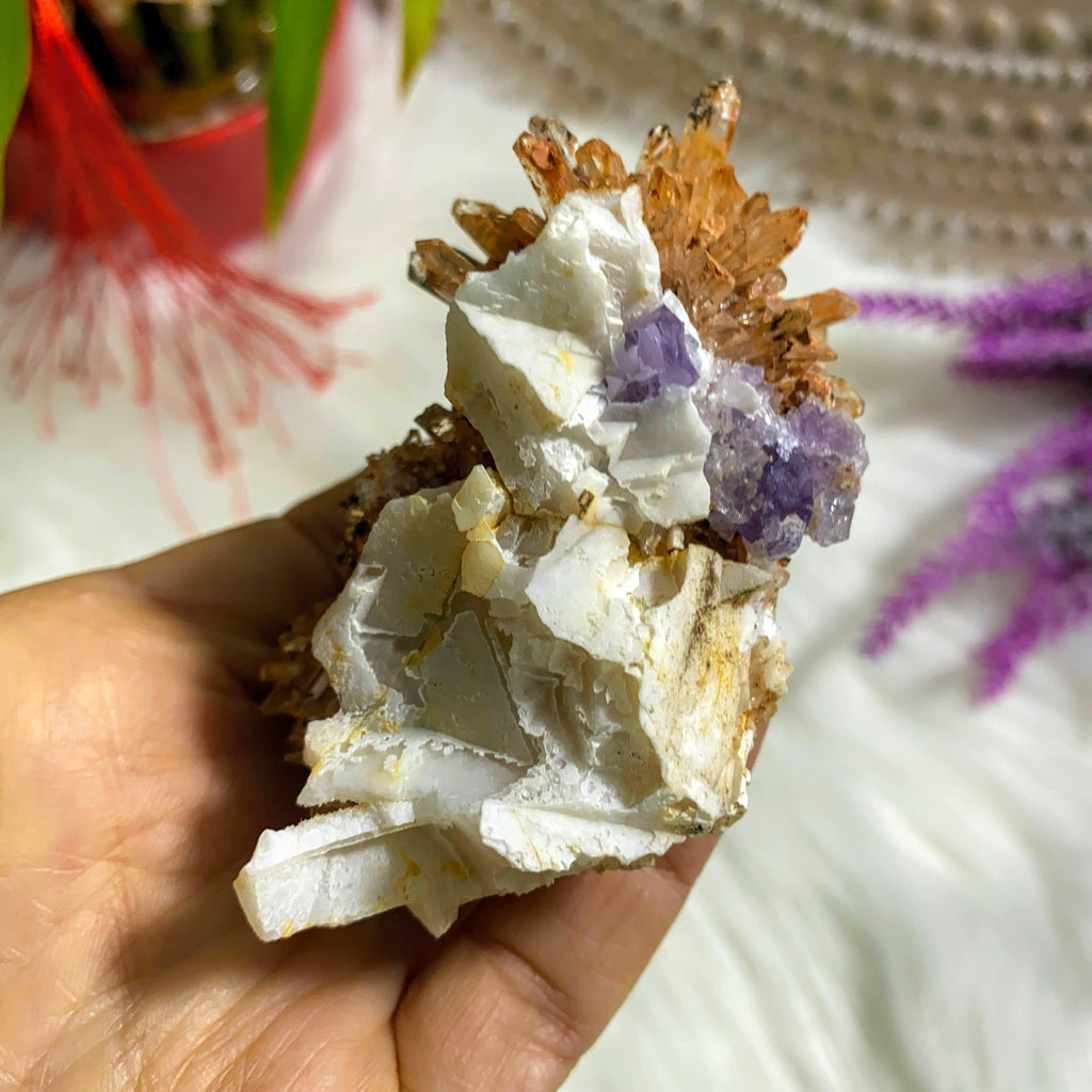 Reserved For Sandy Incredible Purple Fluorite, Creedite & Quartz  Medium Natural Specimen -Locality: Mexico - Earth Family Crystals