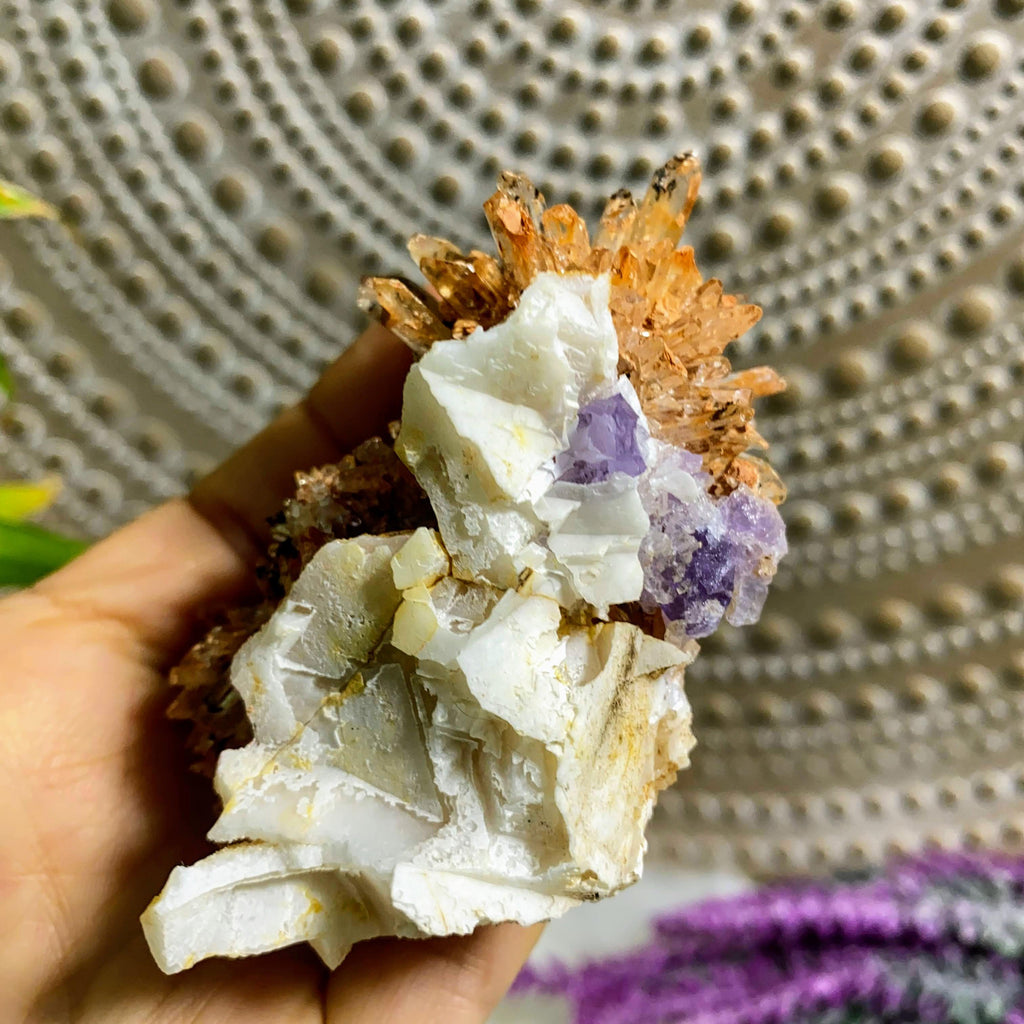 Reserved For Sandy Incredible Purple Fluorite, Creedite & Quartz  Medium Natural Specimen -Locality: Mexico - Earth Family Crystals