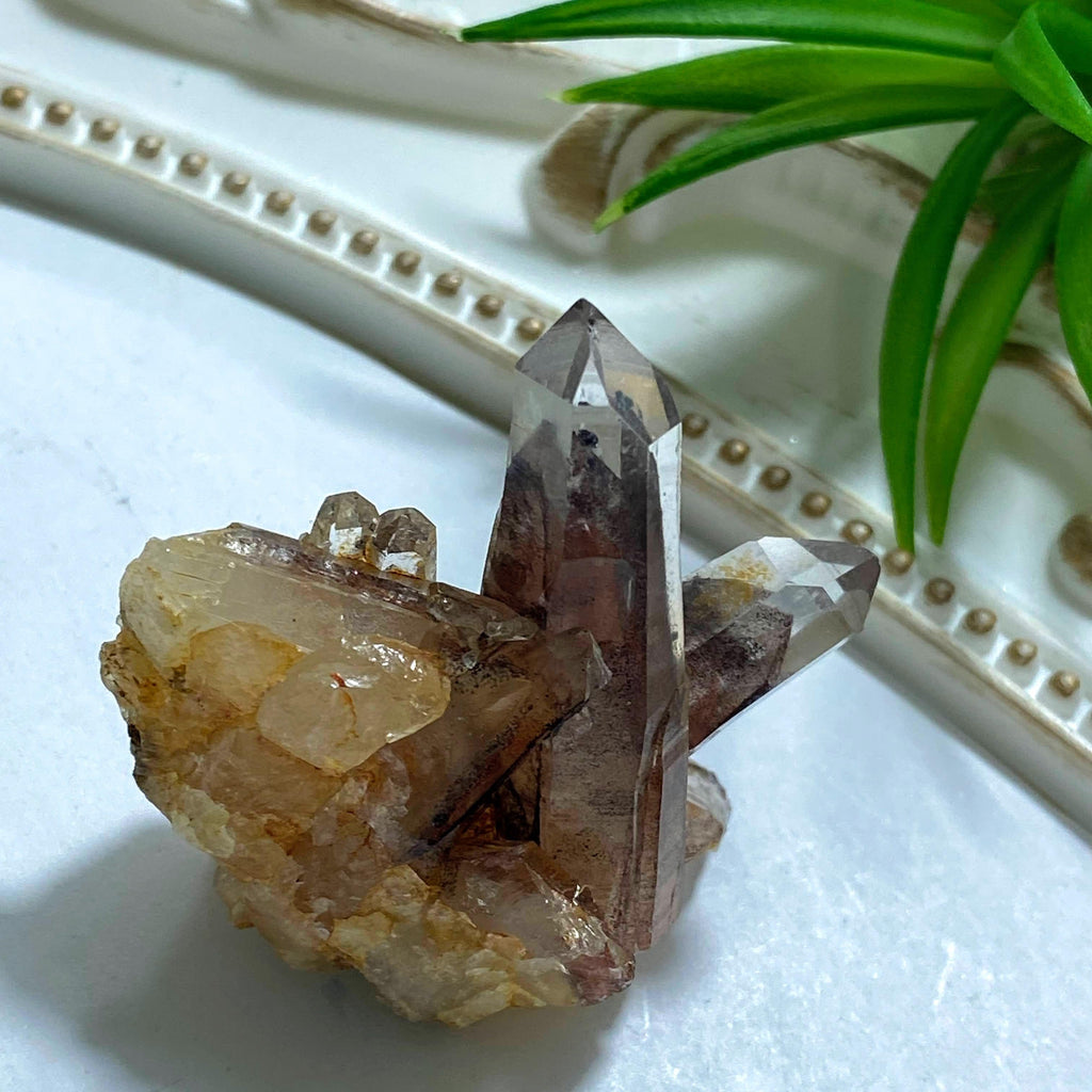 Rare Phantom Red Hematite Samadhi Quartz Cluster From The Himalayas #2 - Earth Family Crystals