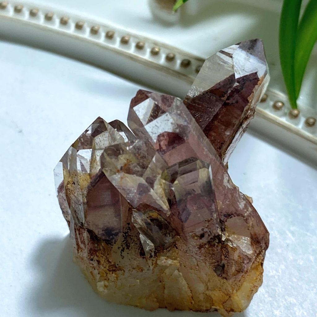 Rare Phantom Red Hematite Samadhi Quartz Cluster From The Himalayas #3 - Earth Family Crystals