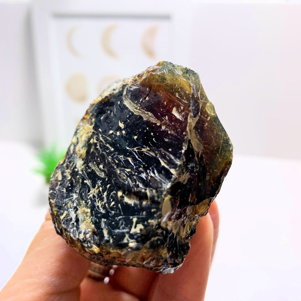 Gorgeous Raw Blue & Golden Sumatra Amber Natural Specimen #1 - Earth Family Crystals
