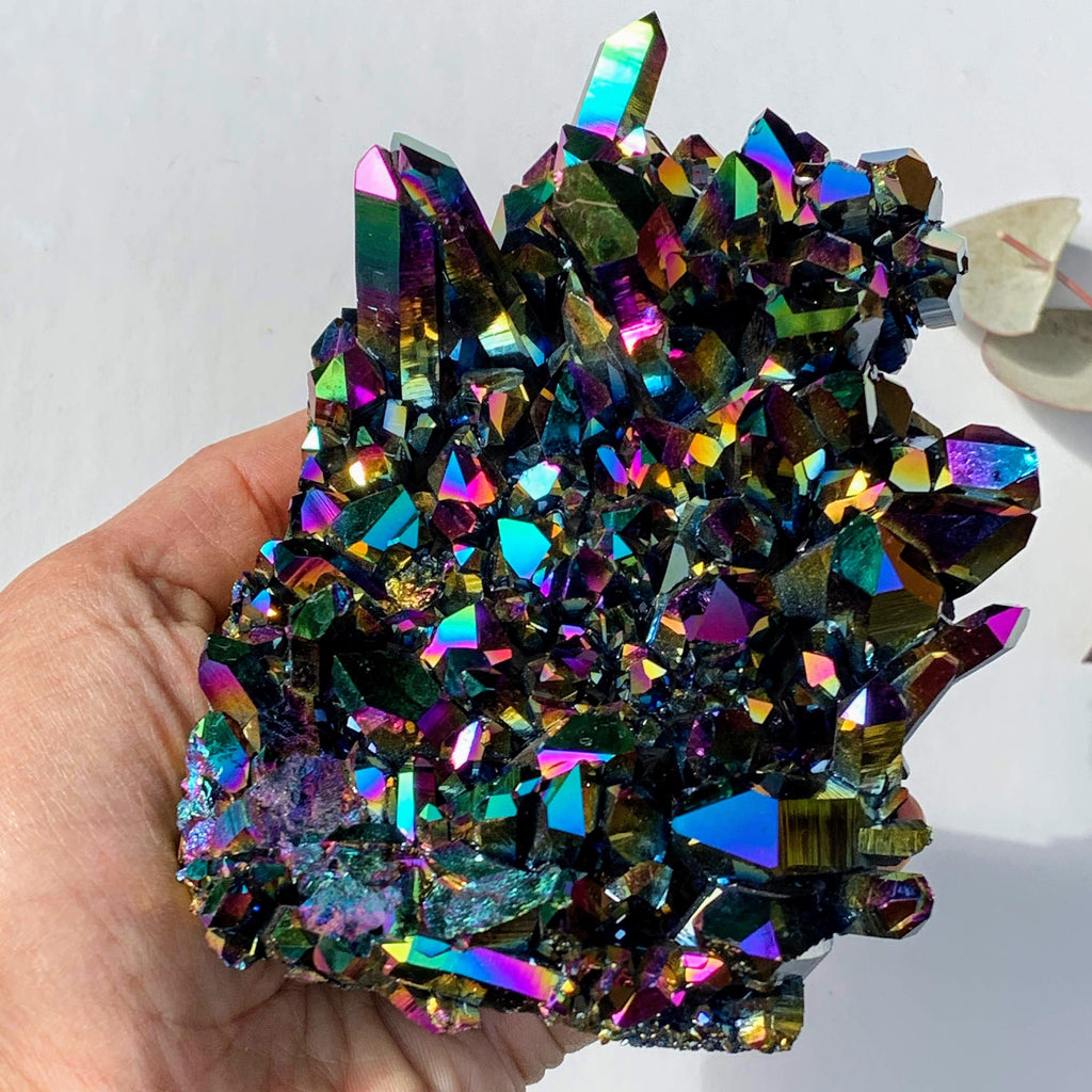 Incredible XXL Rainbow Titanium Quartz Cluster With DT Elestial Points From Arkansas - Earth Family Crystals