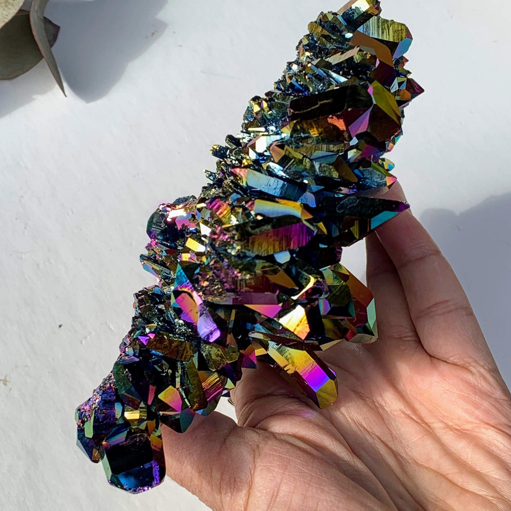 Incredible XXL Rainbow Titanium Quartz Cluster With DT Elestial Points From Arkansas - Earth Family Crystals