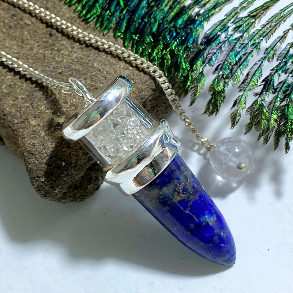 Gorgeous Floating Herkimer Diamonds & Lapis Lazuli Pendulum - Earth Family Crystals