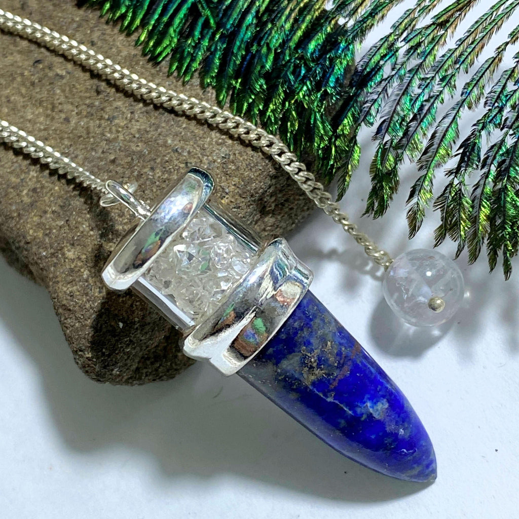 Gorgeous Floating Herkimer Diamonds & Lapis Lazuli Pendulum - Earth Family Crystals
