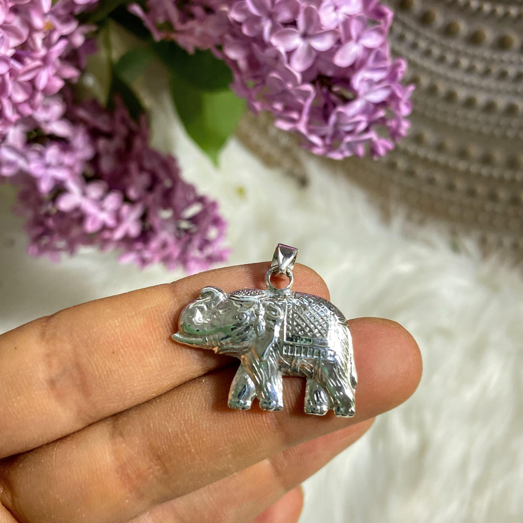 Cute Lightweight Elephant Sterling Silver Pendant (Includes Silver Chain) - Earth Family Crystals