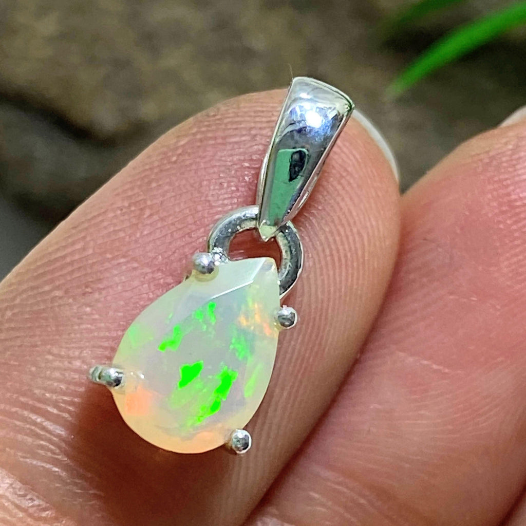 Reserved for Sandy S Gorgeous Flash Faceted Ethiopian Opal Dainty Sterling Silver Pendant (Includes Silver Chain) - Earth Family Crystals