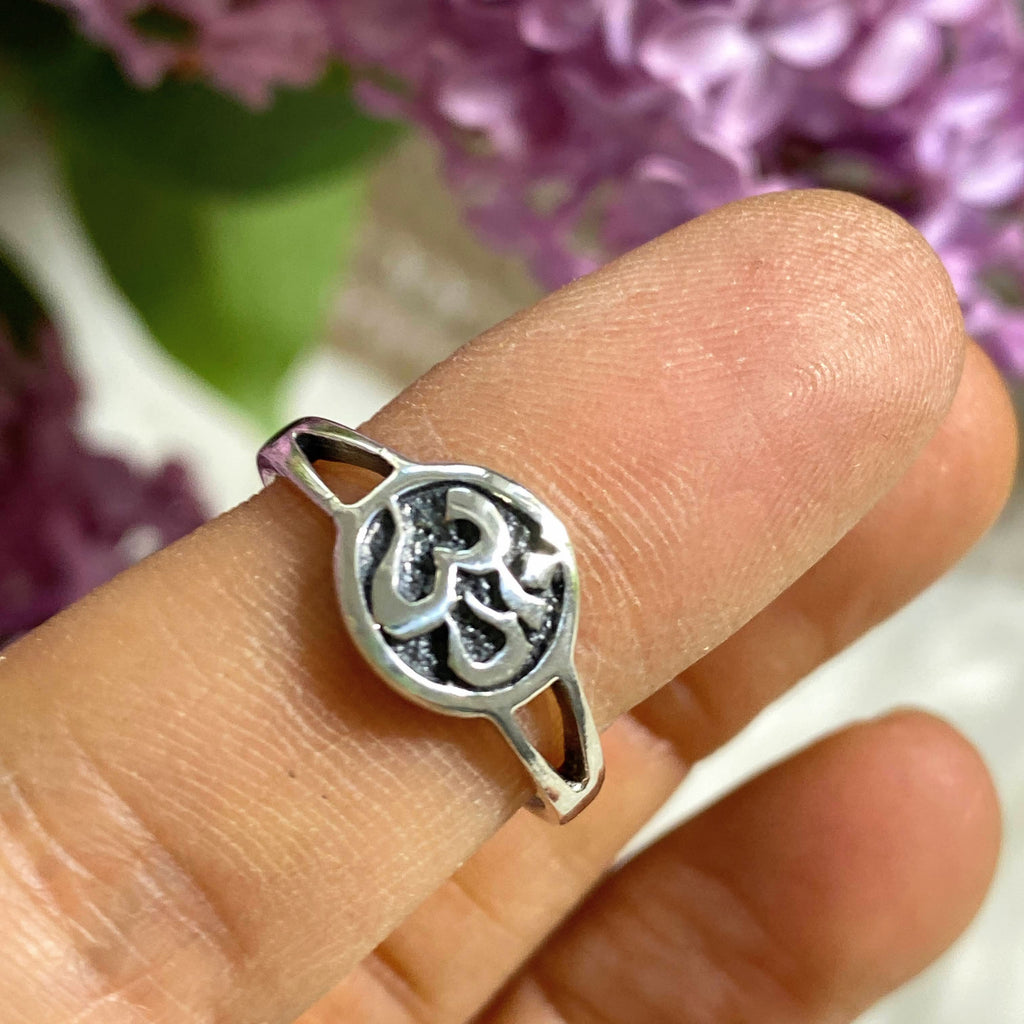 OHM Ring In Sterling Silver (Size 7.5) - Earth Family Crystals