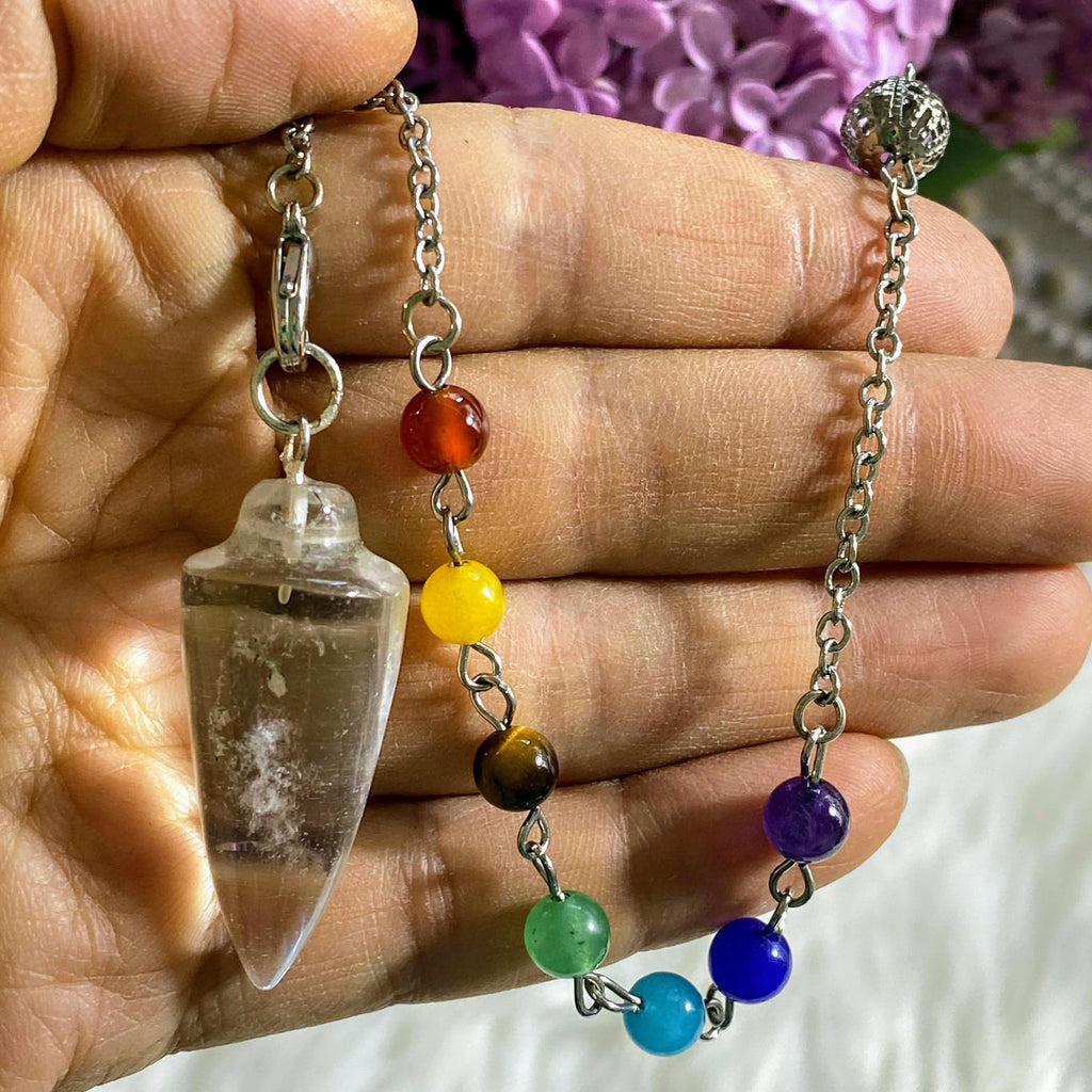 3 in 1 Clear Quartz Pendulum With Detachable Chakra Bead Chain (Use as a  Pendant, Bracelet & Pendulum) - Earth Family Crystals