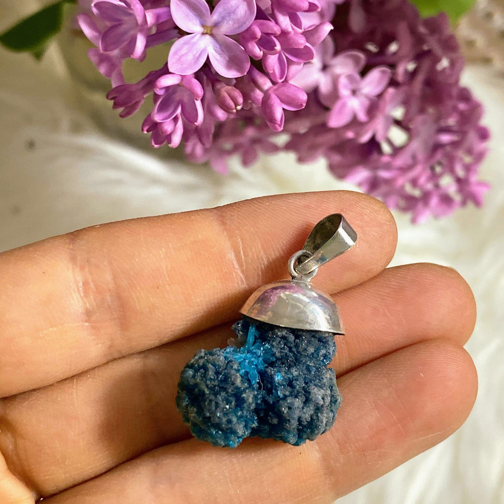 Unique Natural Cavansite Pendant  in Sterling Silver (Includes Silver Chain) - Earth Family Crystals