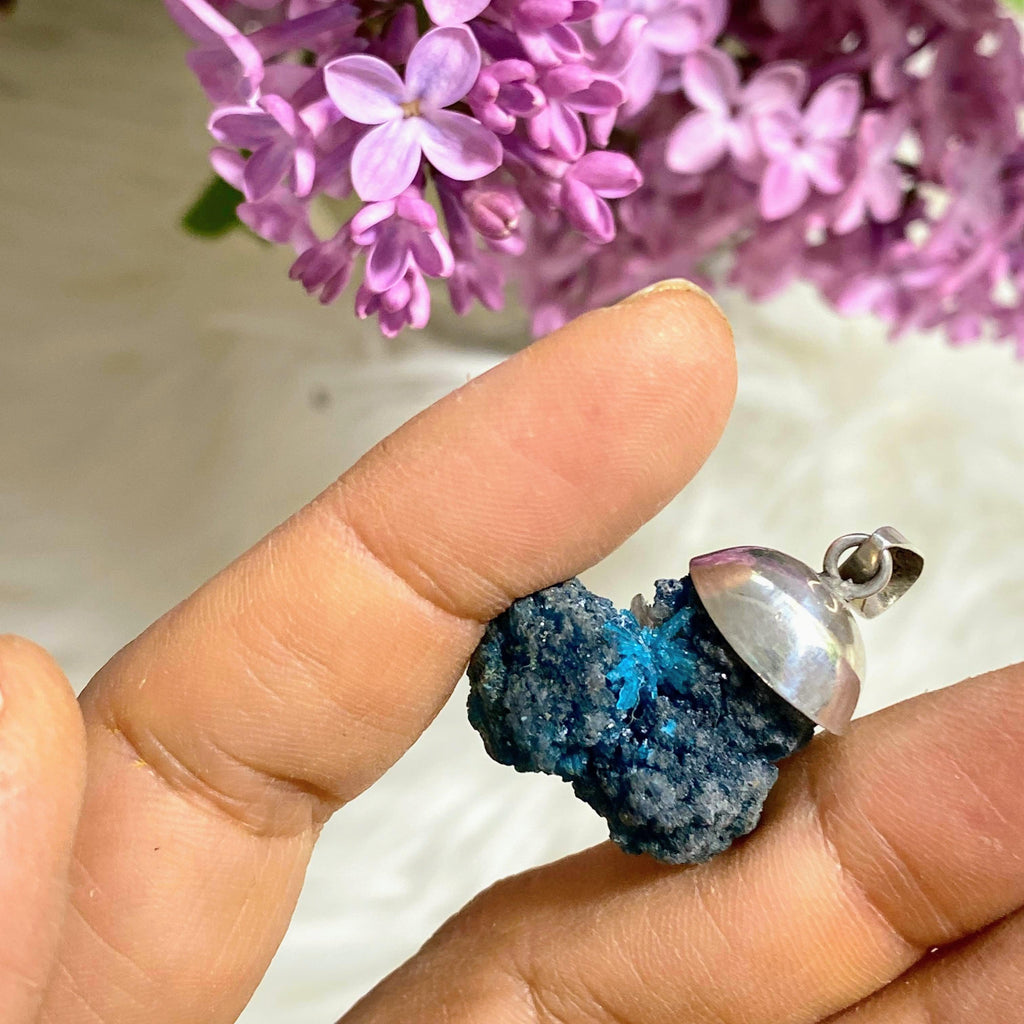 Unique Natural Cavansite Pendant  in Sterling Silver (Includes Silver Chain) - Earth Family Crystals