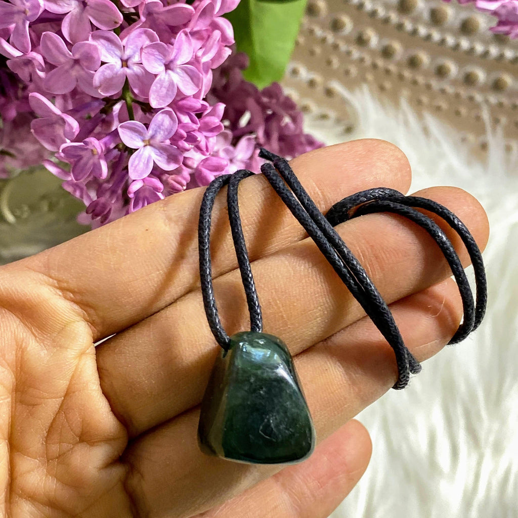 BC Green Jade Necklace with Adjustable Cotton Cord - Earth Family Crystals