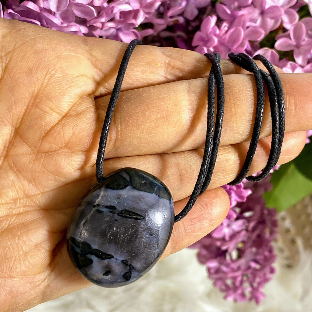 Indigo Gabbro (Mystic Merlinite) Necklace with Adjustable Cotton Cord #2 - Earth Family Crystals