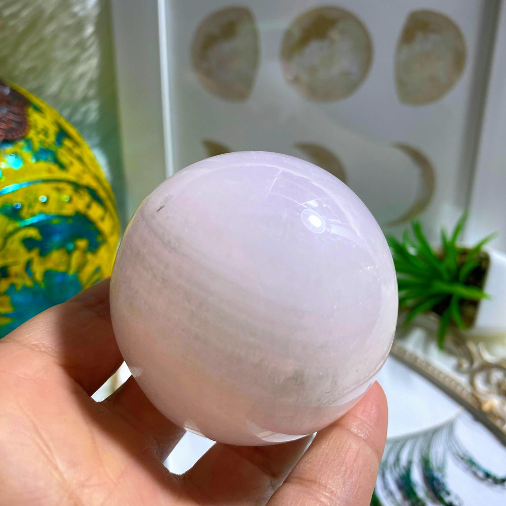 Sweet Pink Calcite Large Sphere Carving #1 - Earth Family Crystals