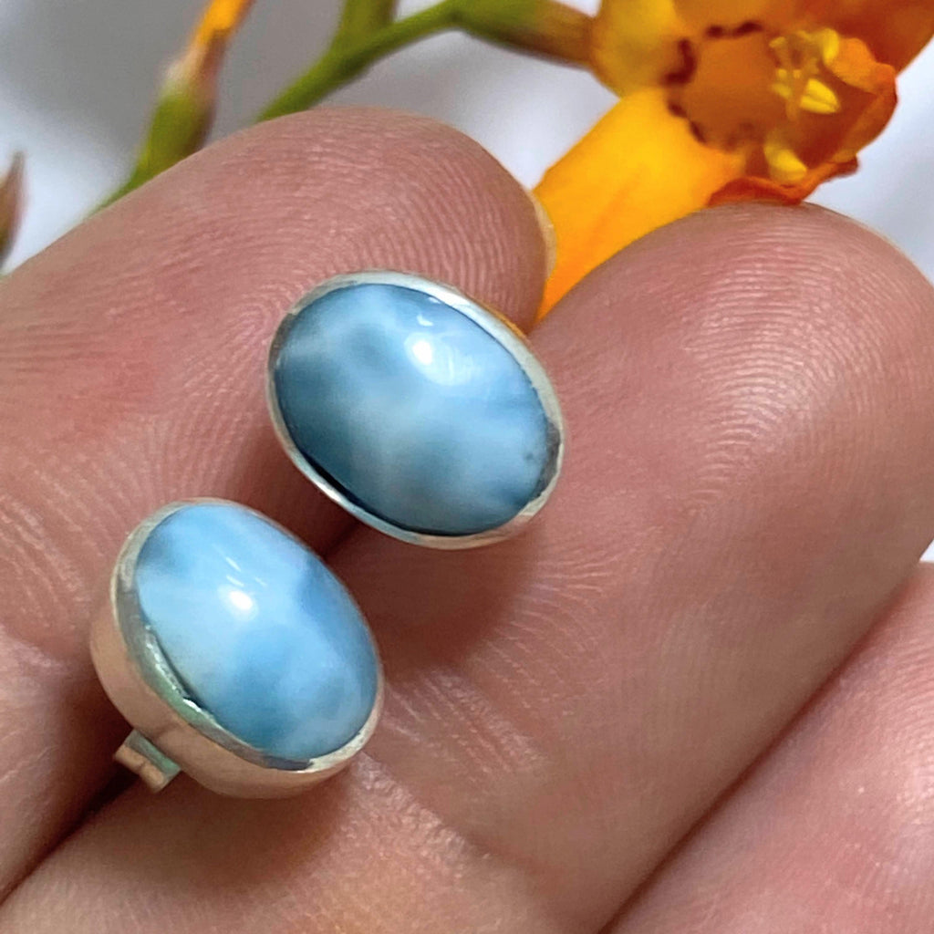 Blue Serenity Larimar Stud Earrings in Sterling Silver *REDUCED - Earth Family Crystals
