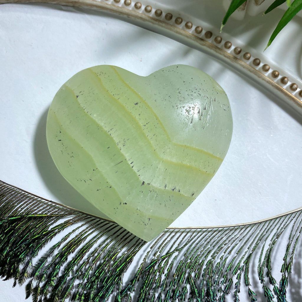 Pistachio Calcite Medium Love Heart Carving #1 - Earth Family Crystals