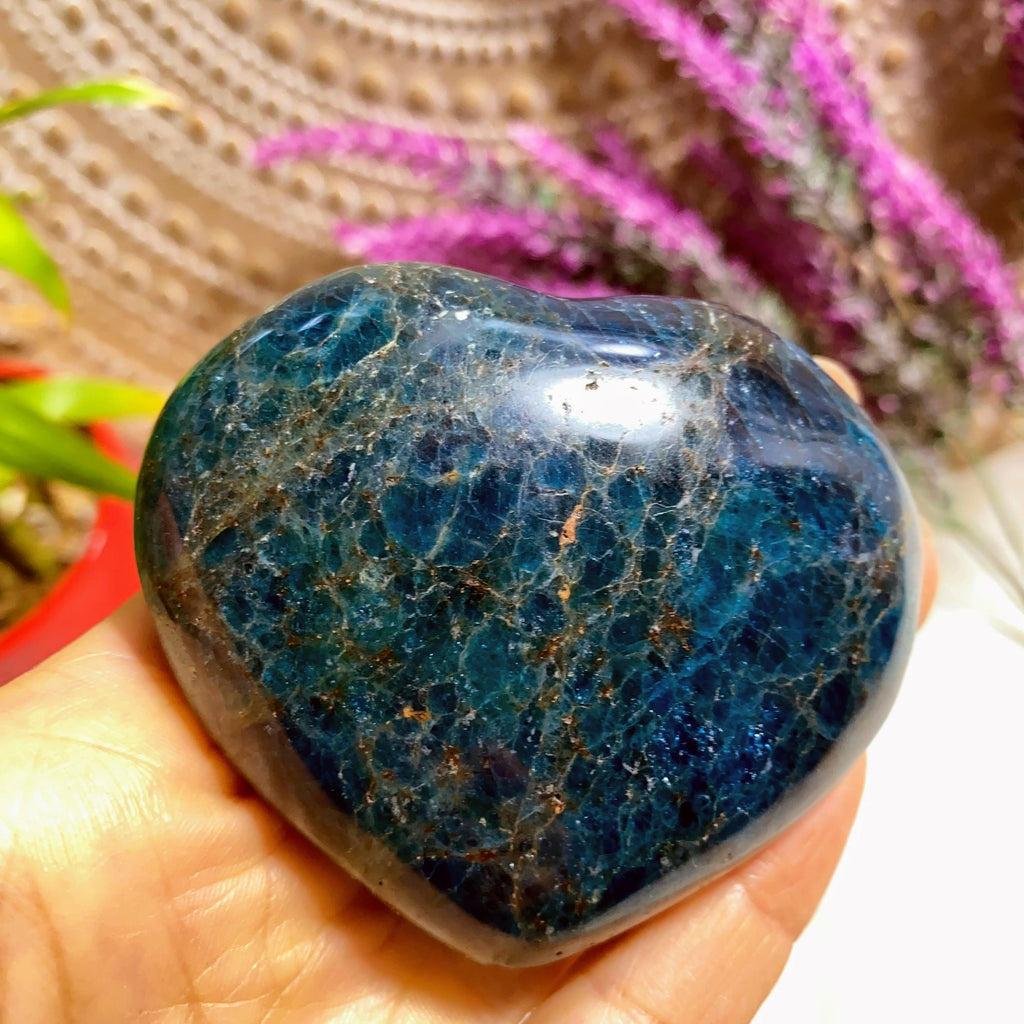 Blue Apatite Medium Puffy Heart Carving From Madagascar *REDUCED - Earth Family Crystals