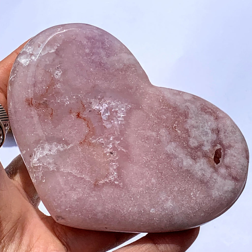 Precious Pink Amethyst Geode Druzy Love Heart Carving - Earth Family Crystals