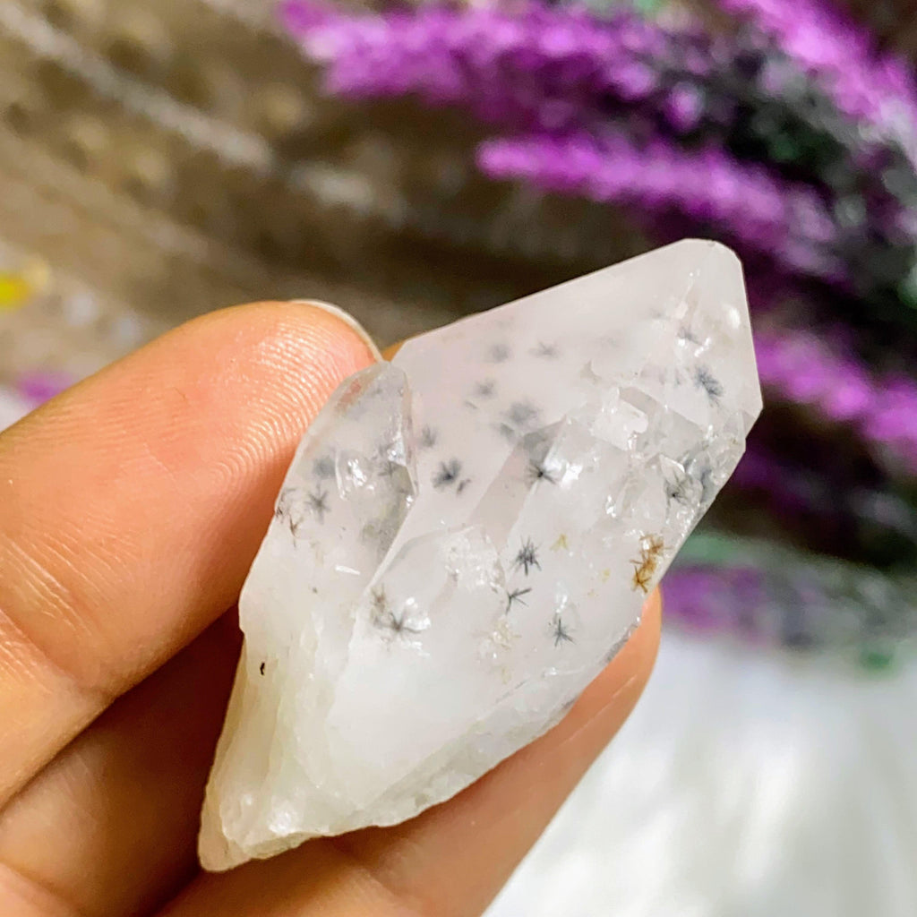 Very Rare! Star Hollandite Clear Quartz Elestial Dainty Point With Phantom From Madagascar - Earth Family Crystals