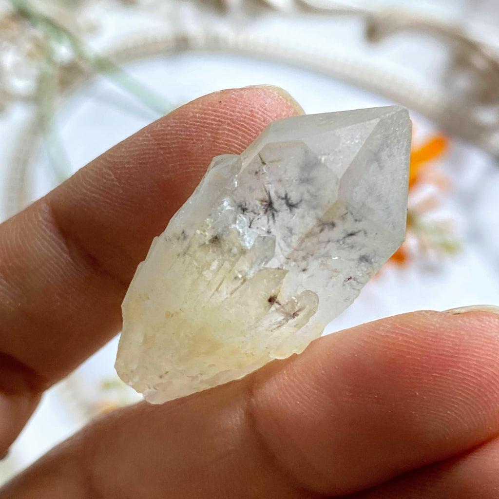 Very Rare! Star Hollandite Elestial Dainty Quartz Point From Madagascar - Earth Family Crystals