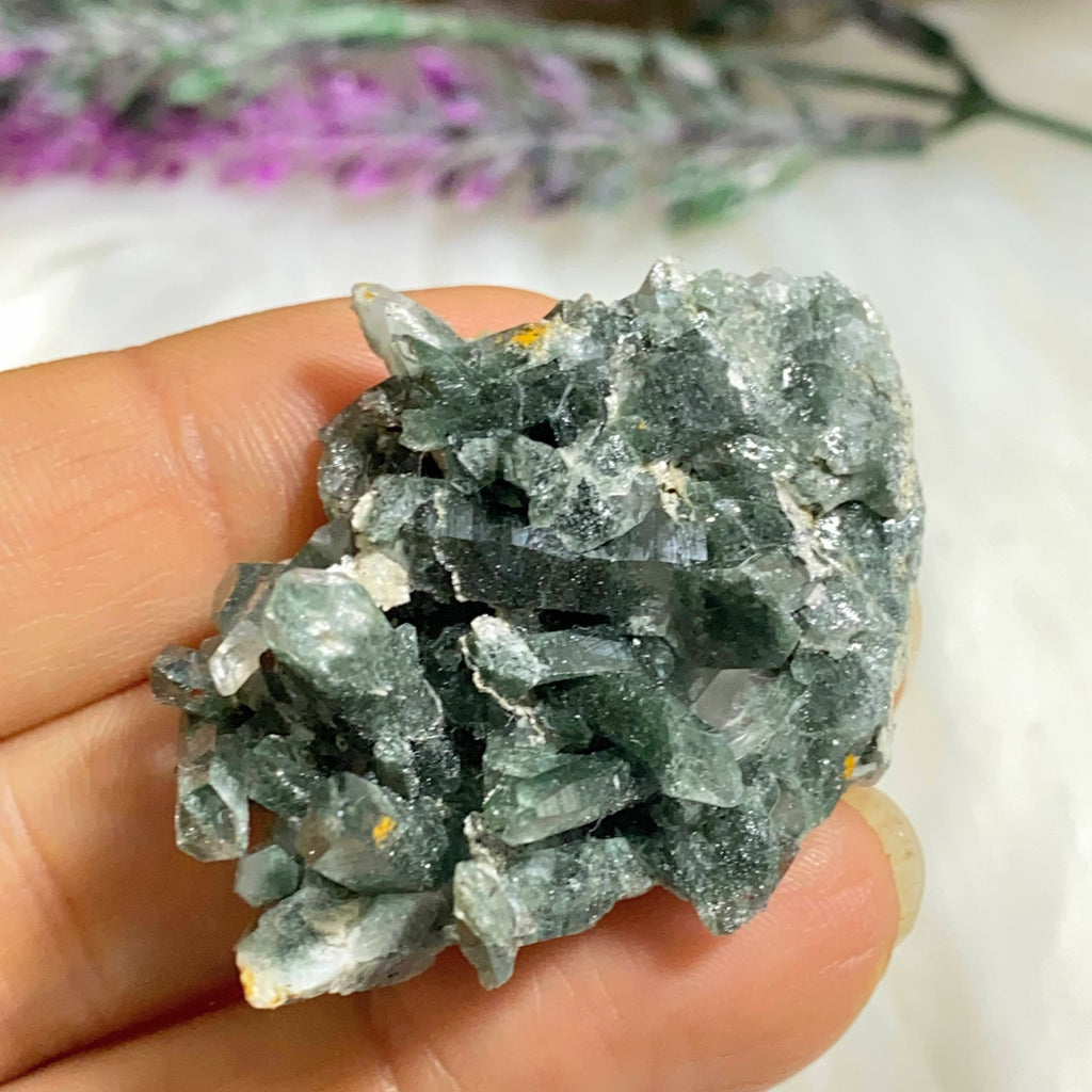 Rare Green Samadhi Quartz Cluster ~Locality: Himalayas #1 - Earth Family Crystals