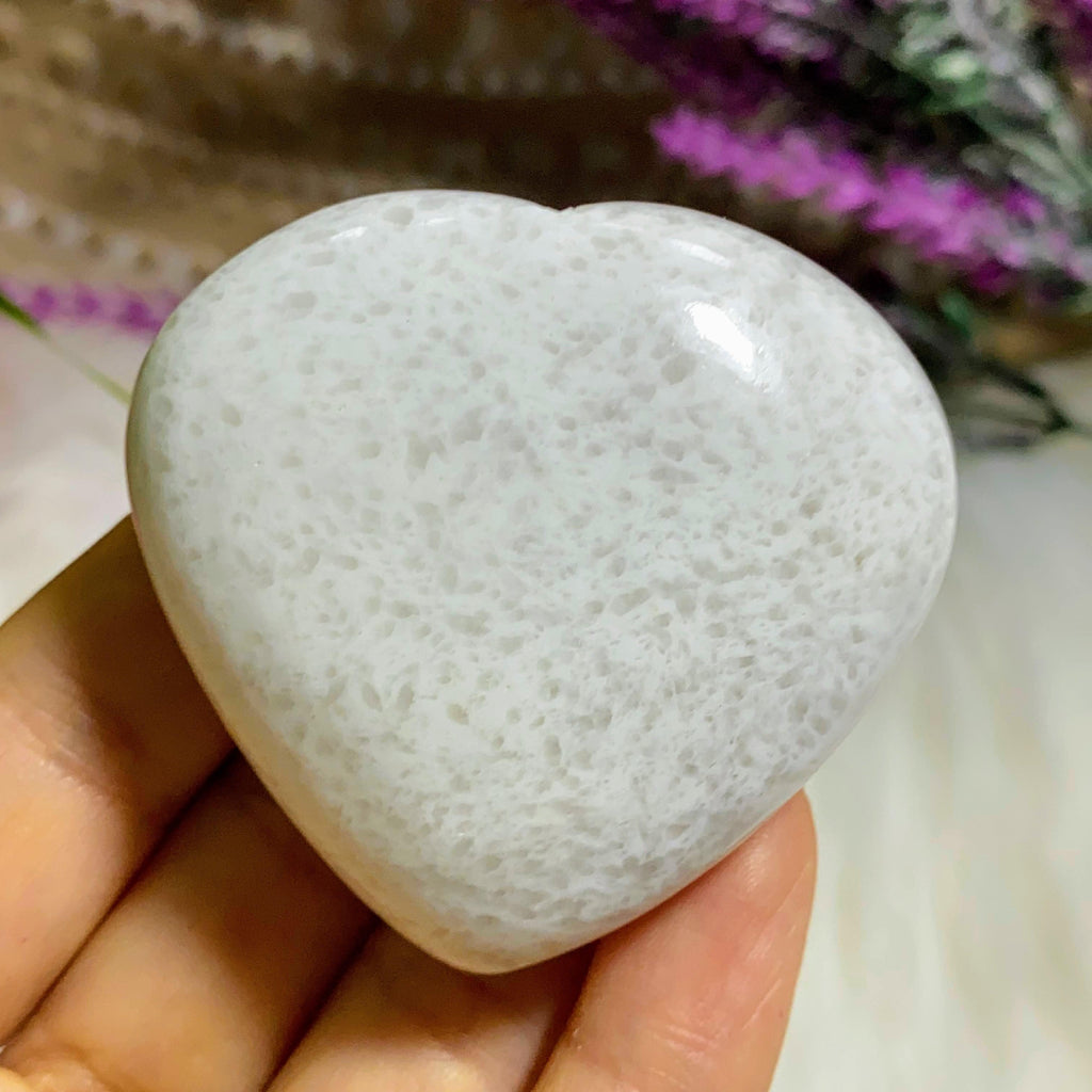 Creamy White Scolecite Medium Heart Carving #2 - Earth Family Crystals
