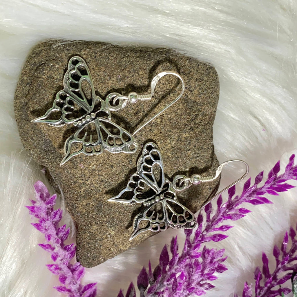 Cute Butterfly Sterling Silver Earrings - Earth Family Crystals
