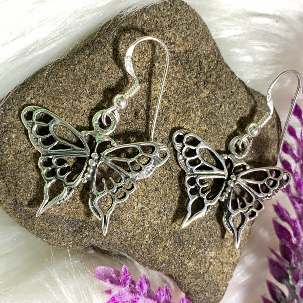 Cute Butterfly Sterling Silver Earrings - Earth Family Crystals