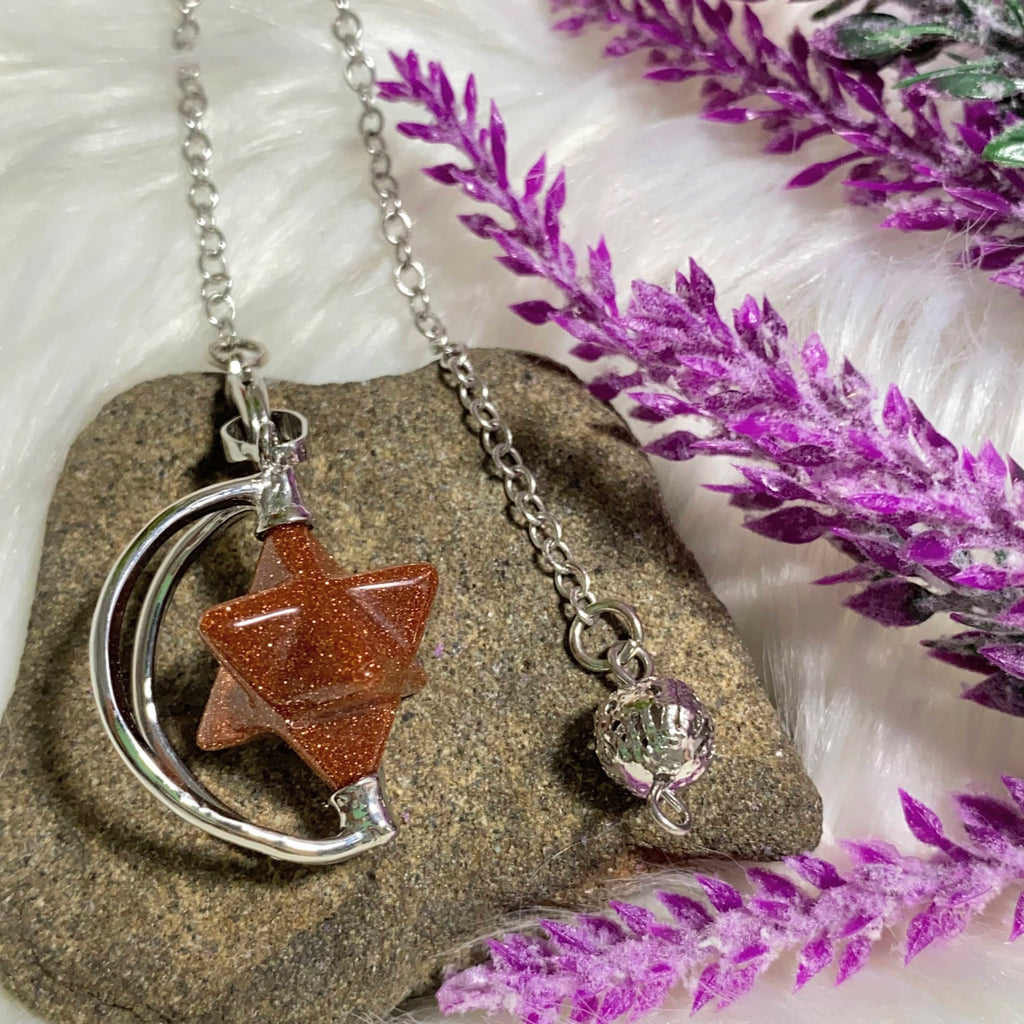 Goldstone Merkaba Pendulum with Detachable Chain (Can be worn as a pendant) - Earth Family Crystals