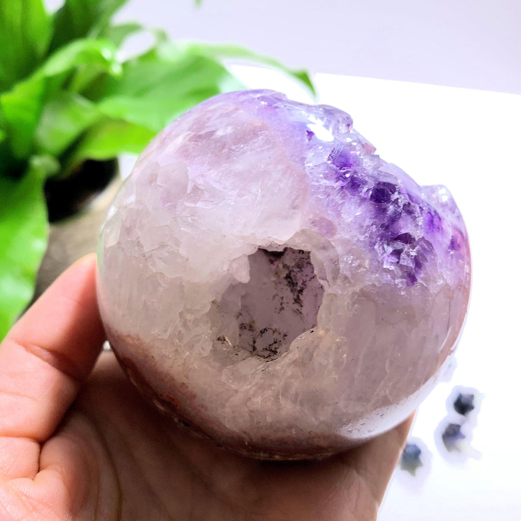Juicy Purple Amethyst Large Geode Sphere Carving ~Locality Brazil - Earth Family Crystals