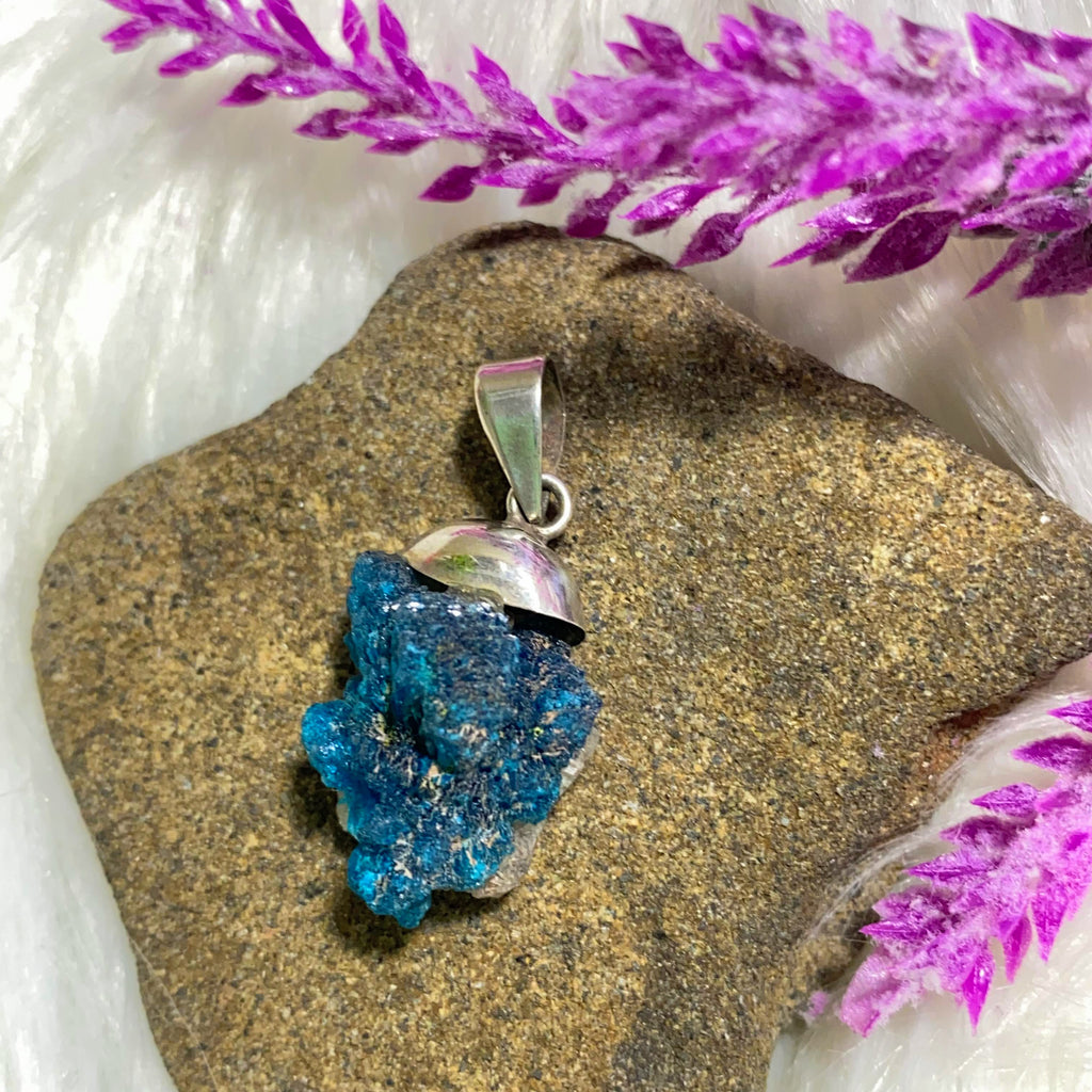 Unique Cavansite Natural Pendant  in Sterling Silver (Includes Silver Chain) - Earth Family Crystals