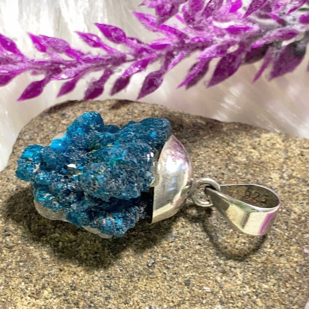 Unique Cavansite Natural Pendant  in Sterling Silver (Includes Silver Chain) - Earth Family Crystals