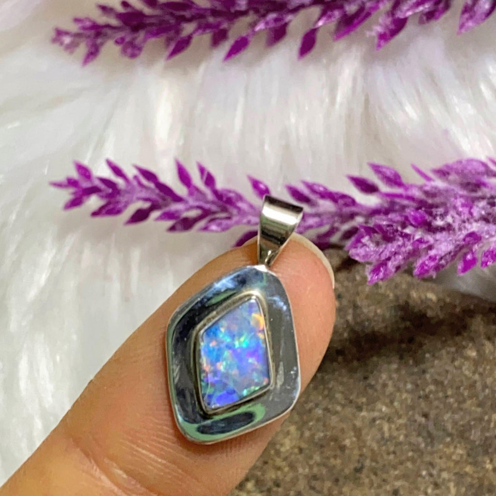 Sparkling Australian Lightning Ridge Opal Dainty Pendant in Sterling Silver (Includes Silver Chain *REDUCED - Earth Family Crystals