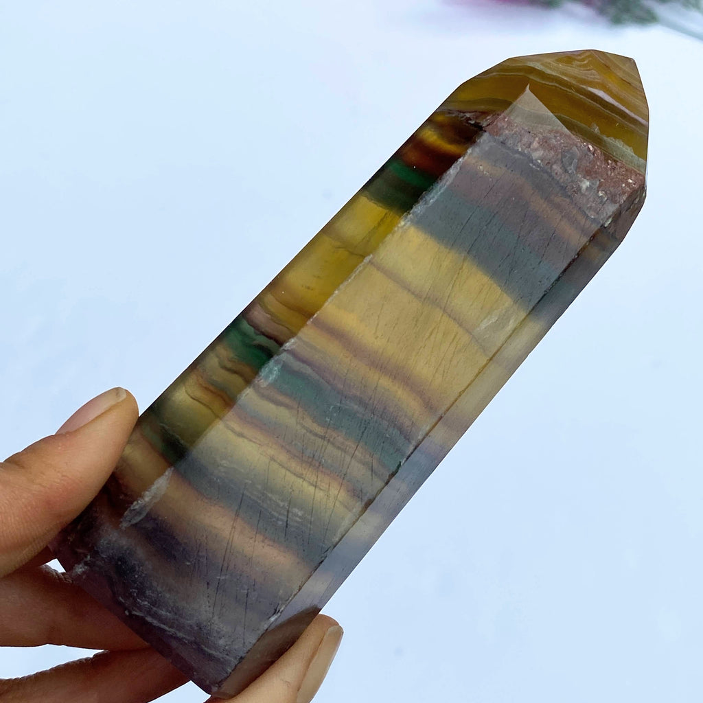 Lovely Tall Rainbow Fluorite Large Standing Display Tower - Earth Family Crystals