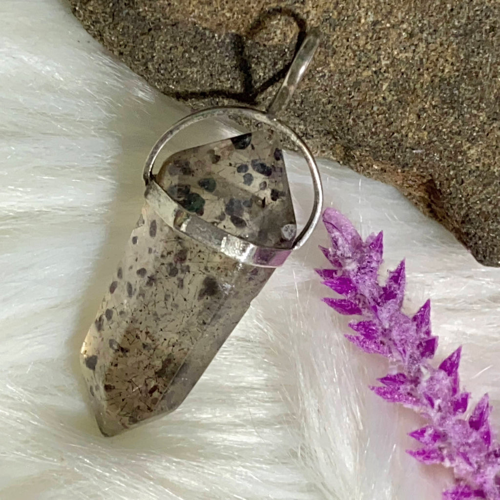 Unique Super 7 Pendant with Hematite Inclusions in Sterling Silver (Includes Silver Chain) - Earth Family Crystals
