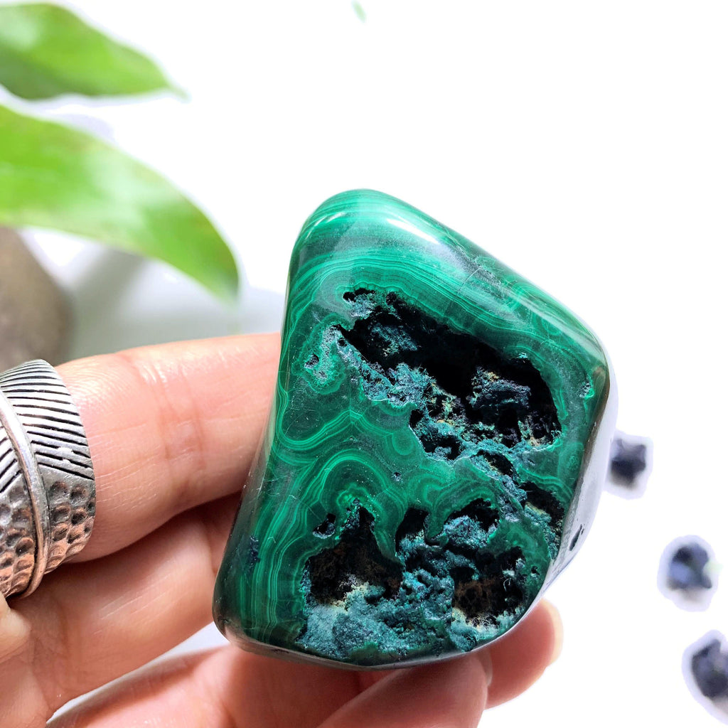 Malachite With Caves Partially Polished Hand Held Specimen ~Locality Congo - Earth Family Crystals