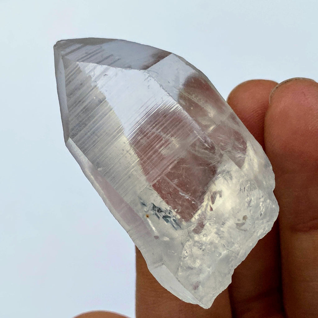 Unpolished Barcodes Lemurian Seed Quartz Handheld Point From Brazil - Earth Family Crystals