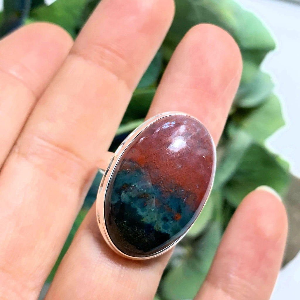 Stunning Bloodstone Ring in Sterling Silver ( Size 9.5 ) - Earth Family Crystals