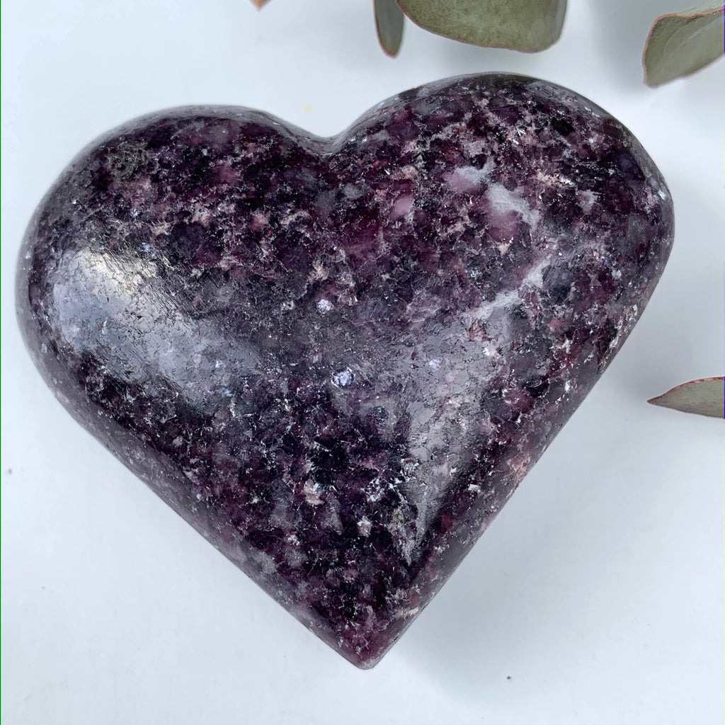 Deep Lilac Lepidolite Love Heart Carving From Brazil #1 - Earth Family Crystals