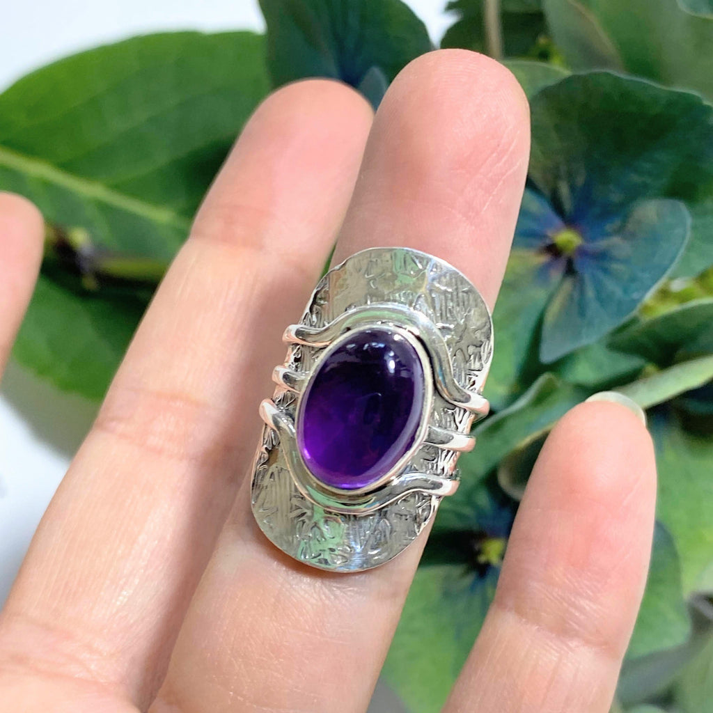 Statement Amethyst Sterling Silver Ring (Size 7.5) - Earth Family Crystals
