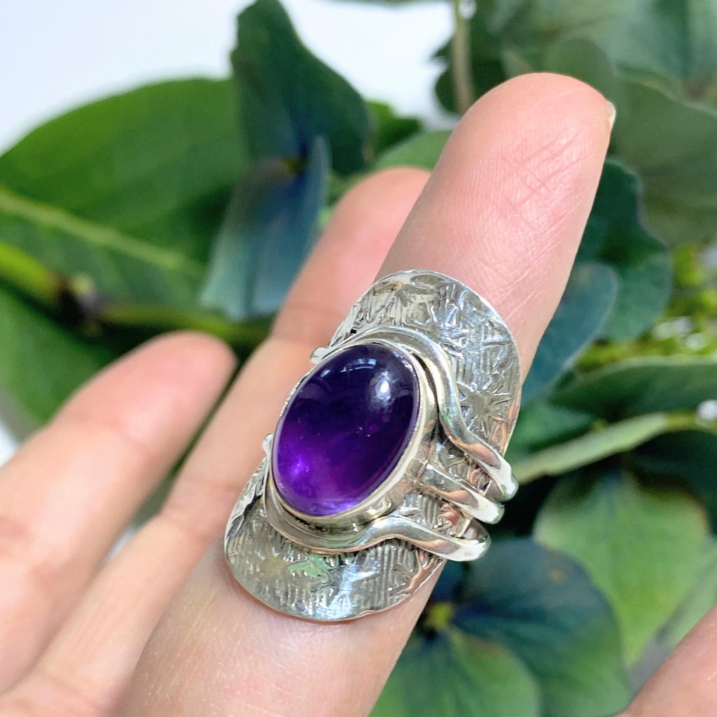 Statement Amethyst Sterling Silver Ring (Size 7.5) - Earth Family Crystals