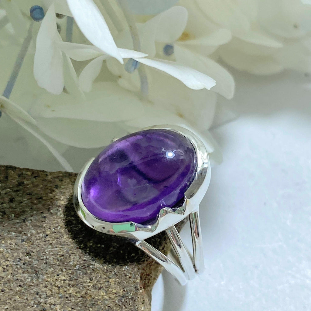 Pretty Purple Amethyst Sterling Silver Ring (Size 7) - Earth Family Crystals