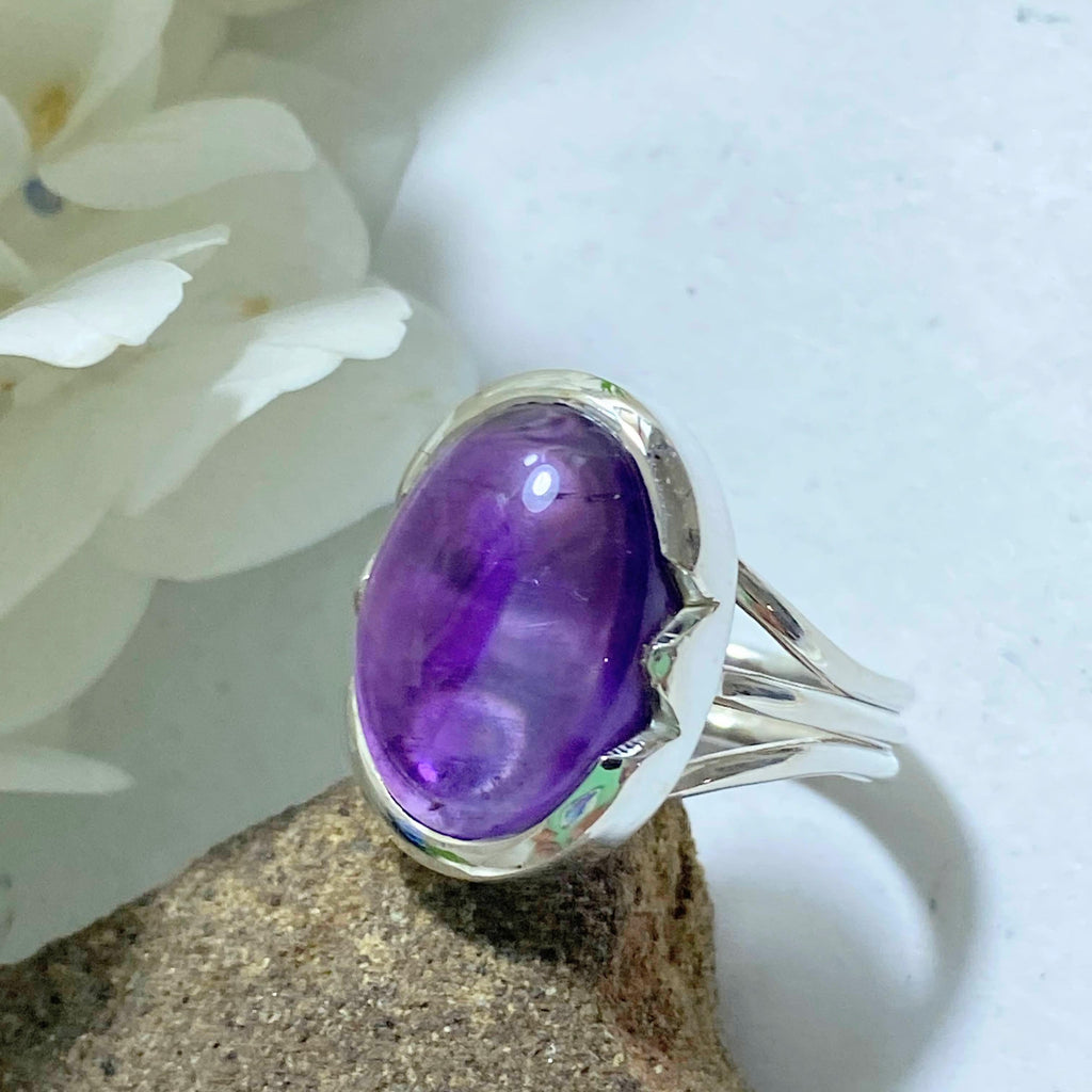 Pretty Purple Amethyst Sterling Silver Ring (Size 6) - Earth Family Crystals