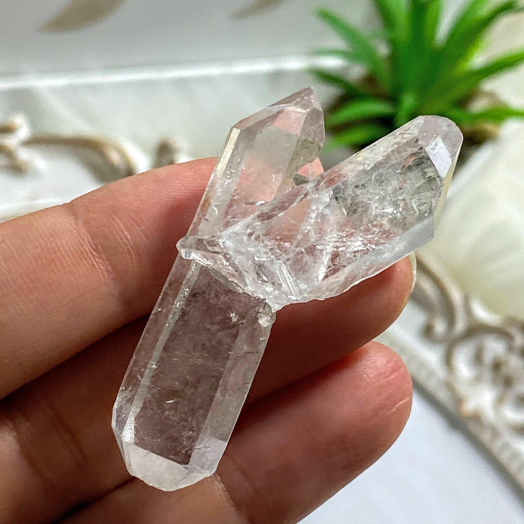 Unique  Double Terminated Clear Quartz Intertwined Points~ Locality Brazil #4 - Earth Family Crystals