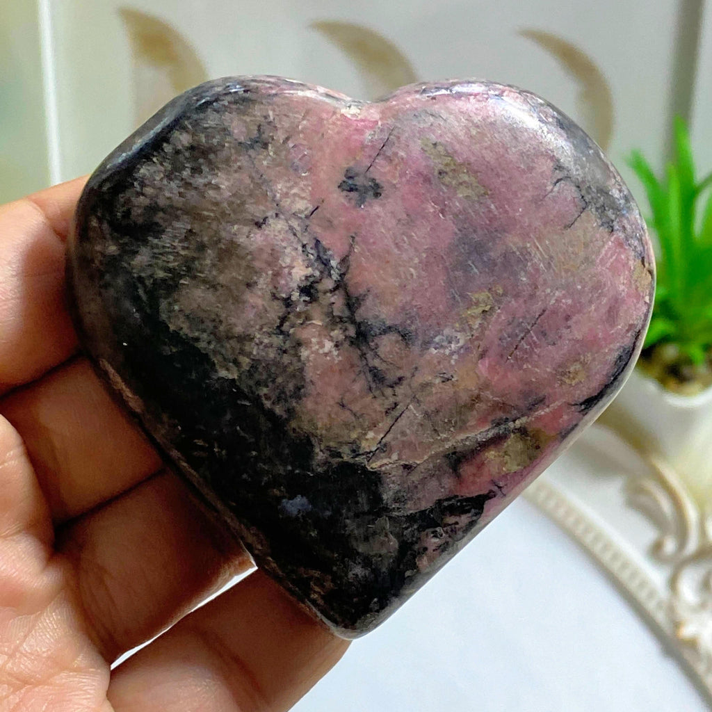 Rhodonite Medium Love Heart Carving - Earth Family Crystals